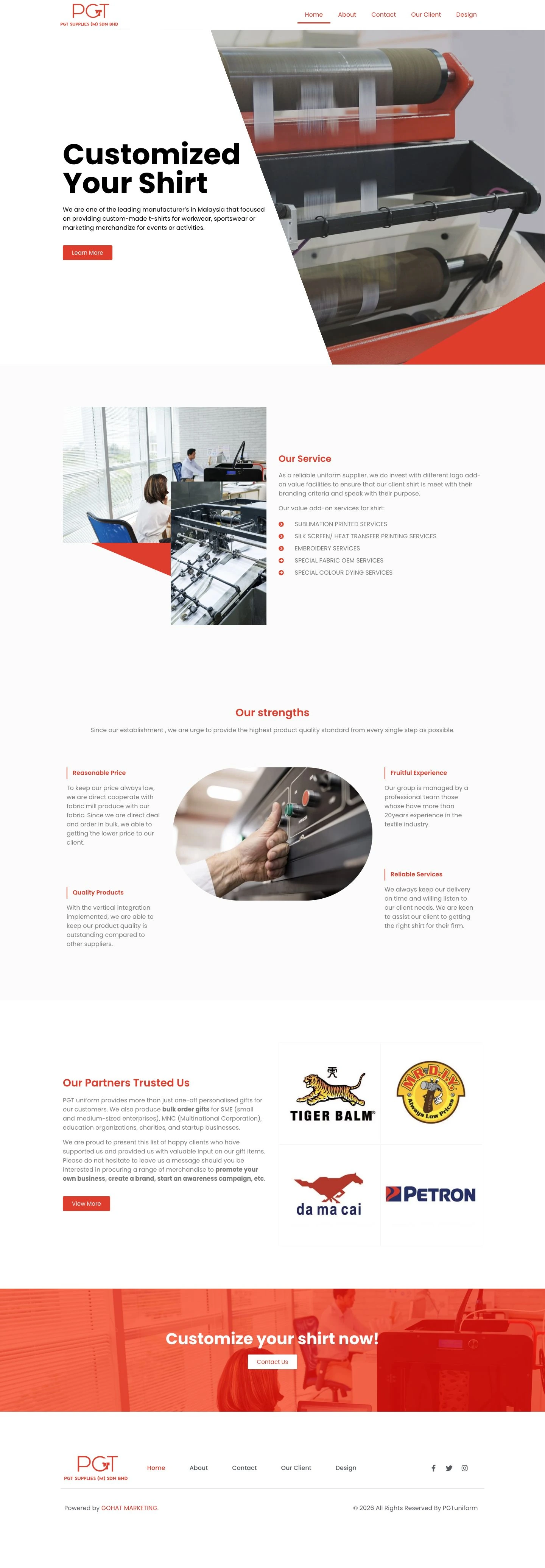 PGT Uniform website design