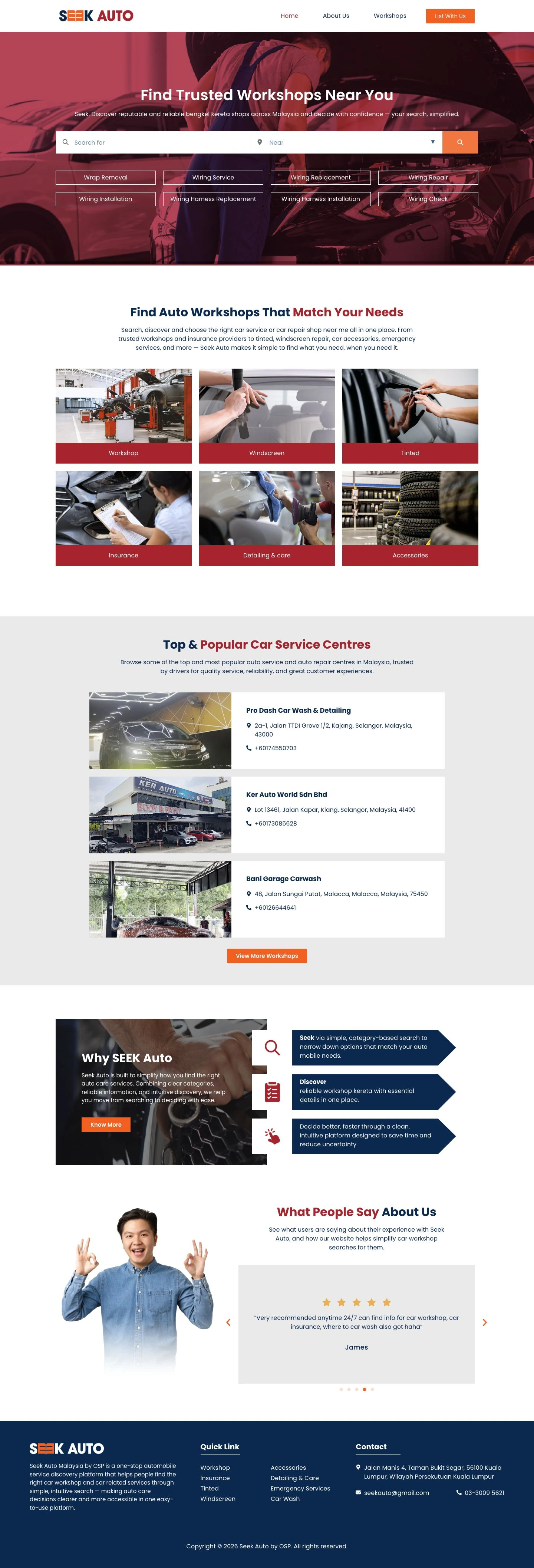 Seek Auto website design