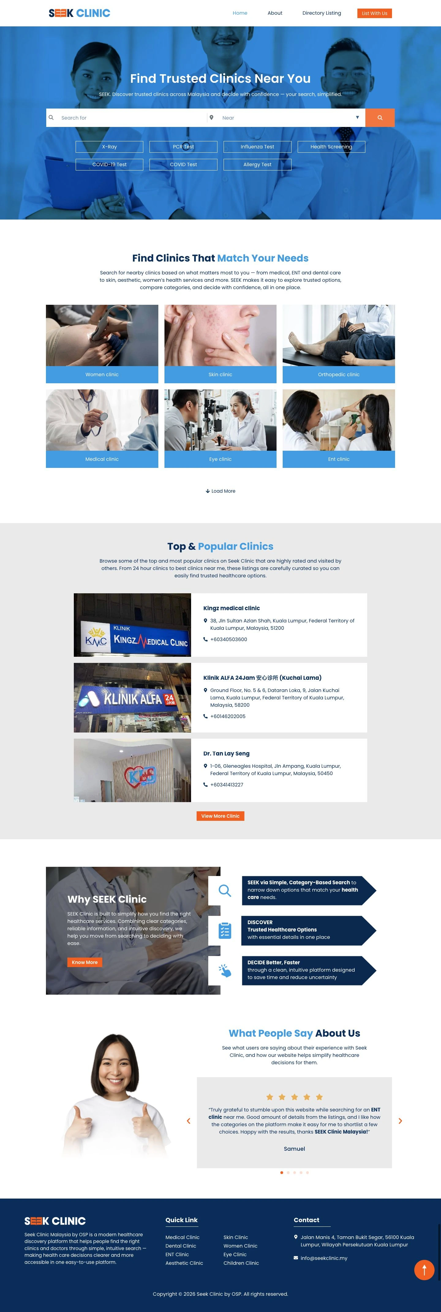 Seek Clinic website design