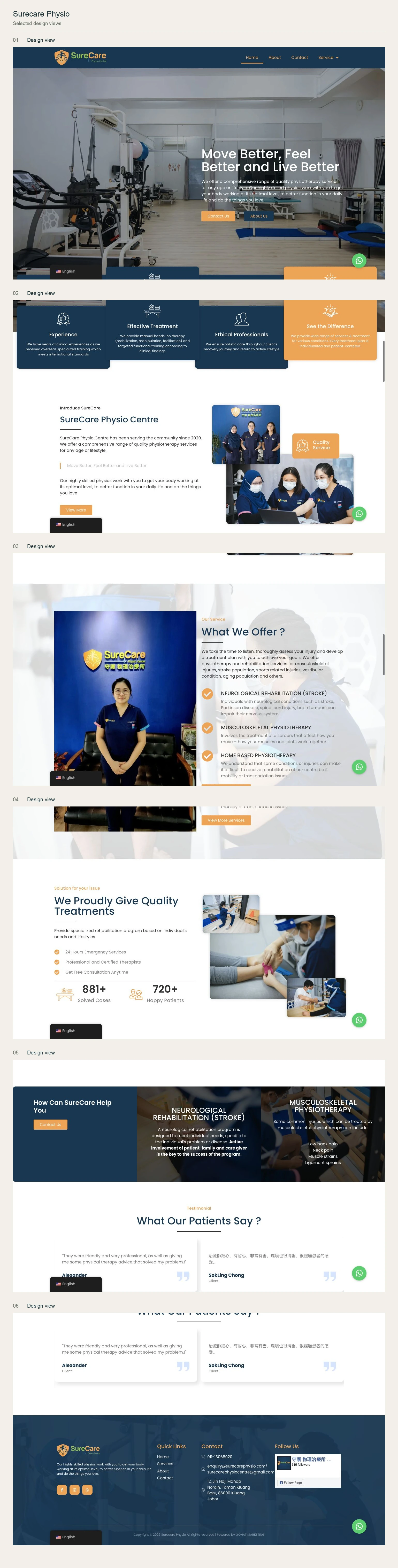 SureCare Physio website design