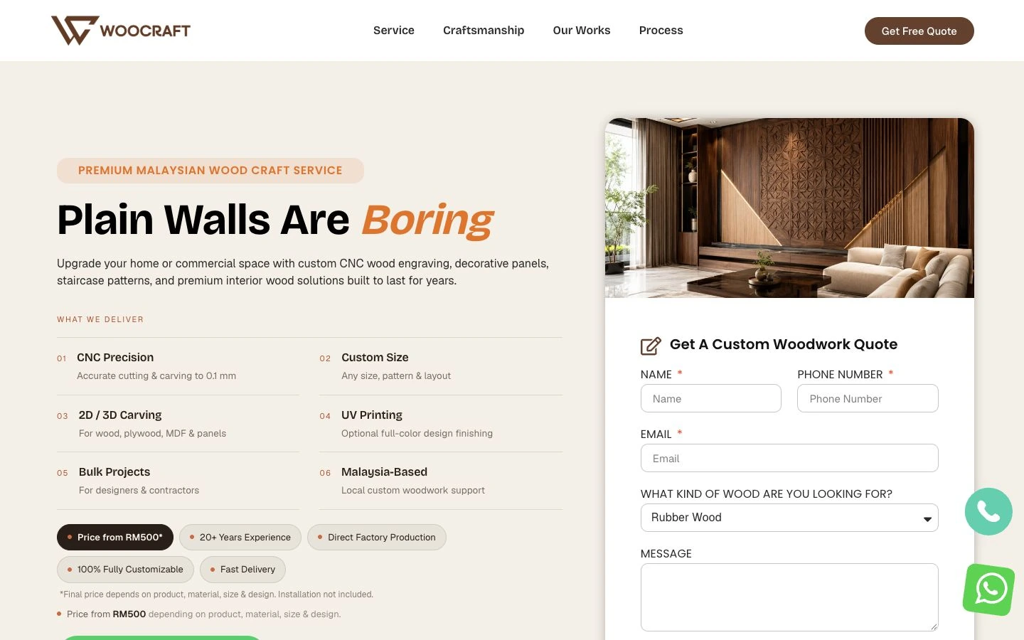 Woocraft website design
